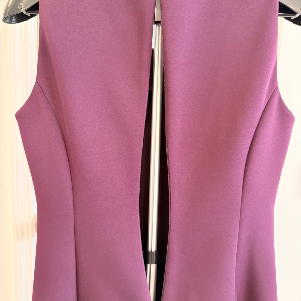 Calvin Klein Scuba Knit Fit & Flare Plum/Eggplant Colorblock Dress - Size 10 - Picture 5 of 8